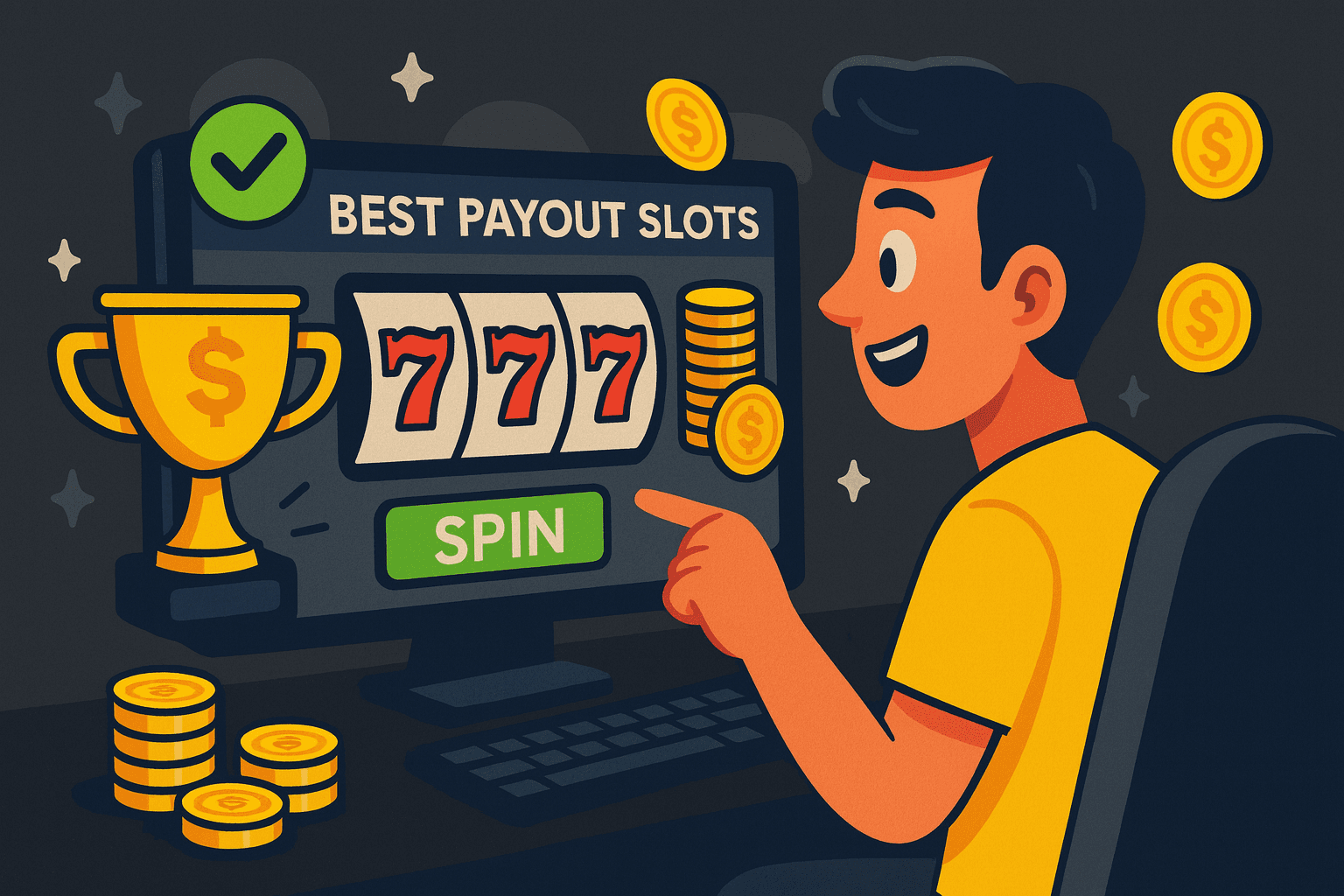 man playing slots at the casino with the best payouts